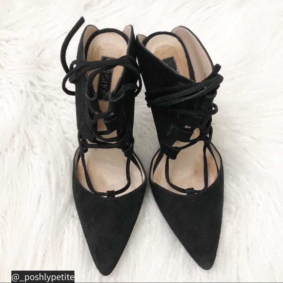 TopShop black suede lace up strappy pump heels - Picture 4 of 14
